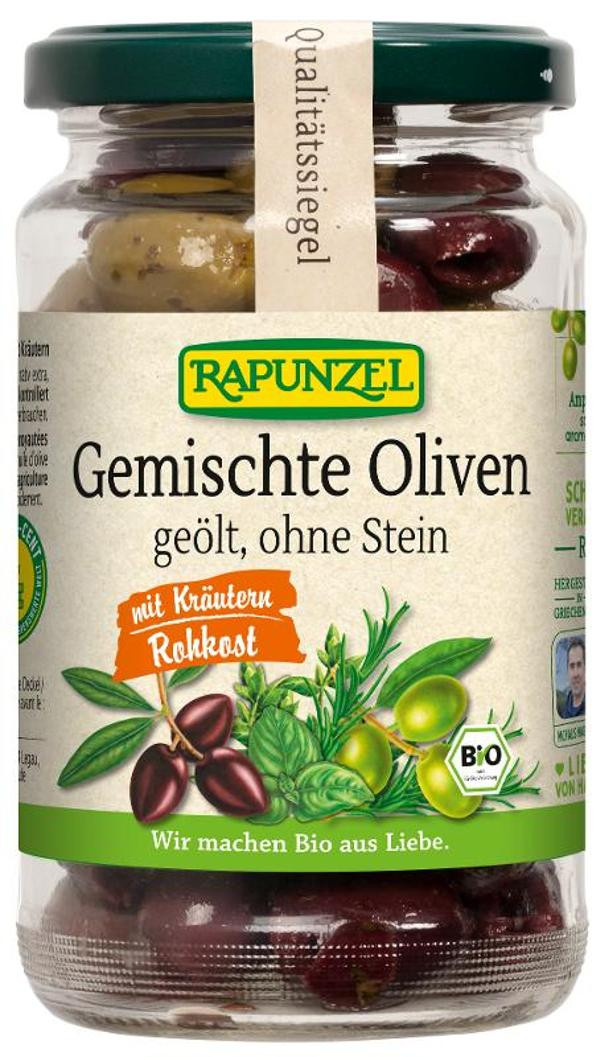 Produktfoto zu Oliven gemischt mit Kräutern ohne Stein, geölt